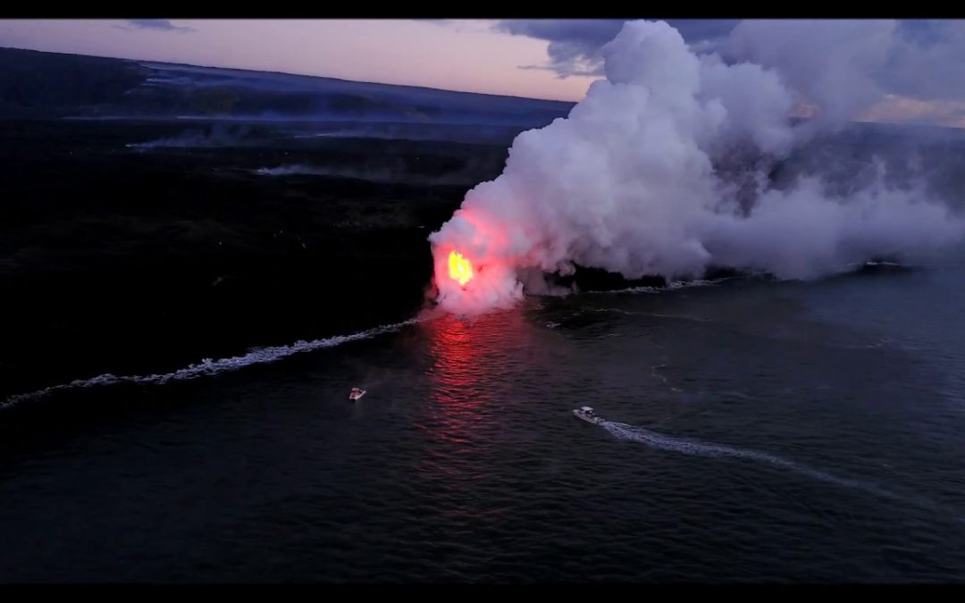 HAWAII, lava exploding in Haway’s ocean