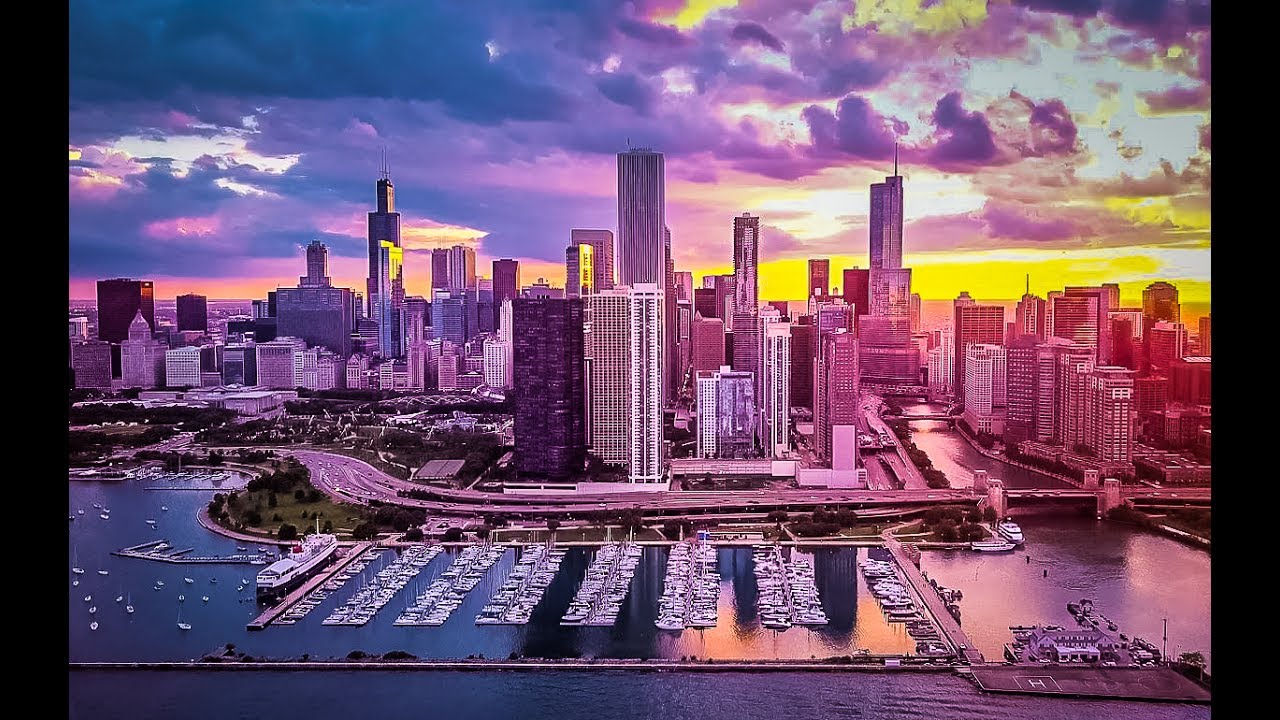 Chicago Drone Cinematic Sunset - Goview