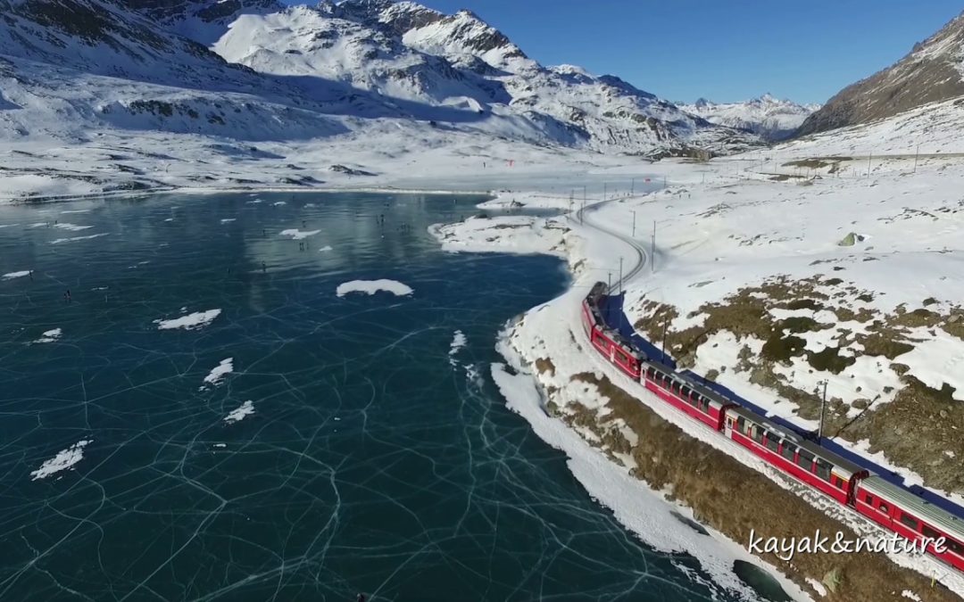 Red Train to Bernina, filming with drone.